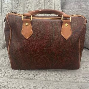 Etro Brown Paisley Boston Bag. Vintage 1995